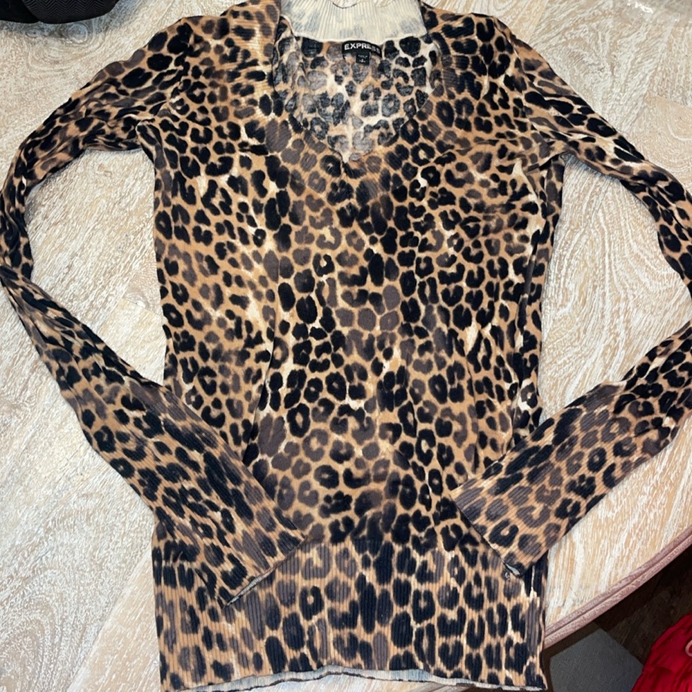 Express Leopard Print Sweater Size Small - image 1